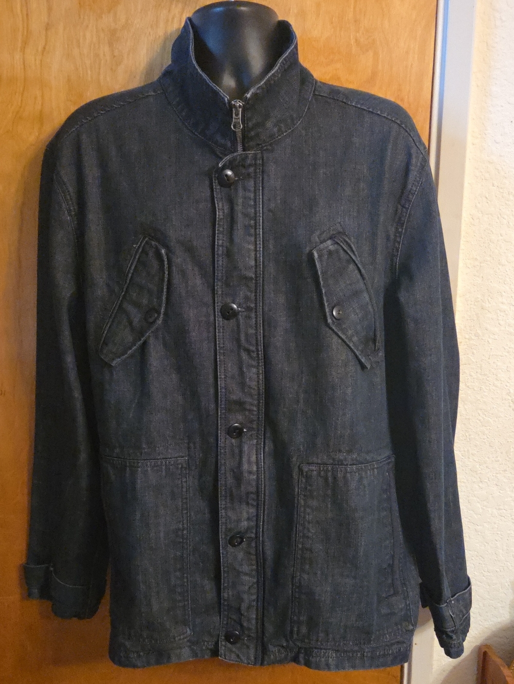 Converse One Star Black Denim Jacket Men's Size XXL Full Zip Button Rare